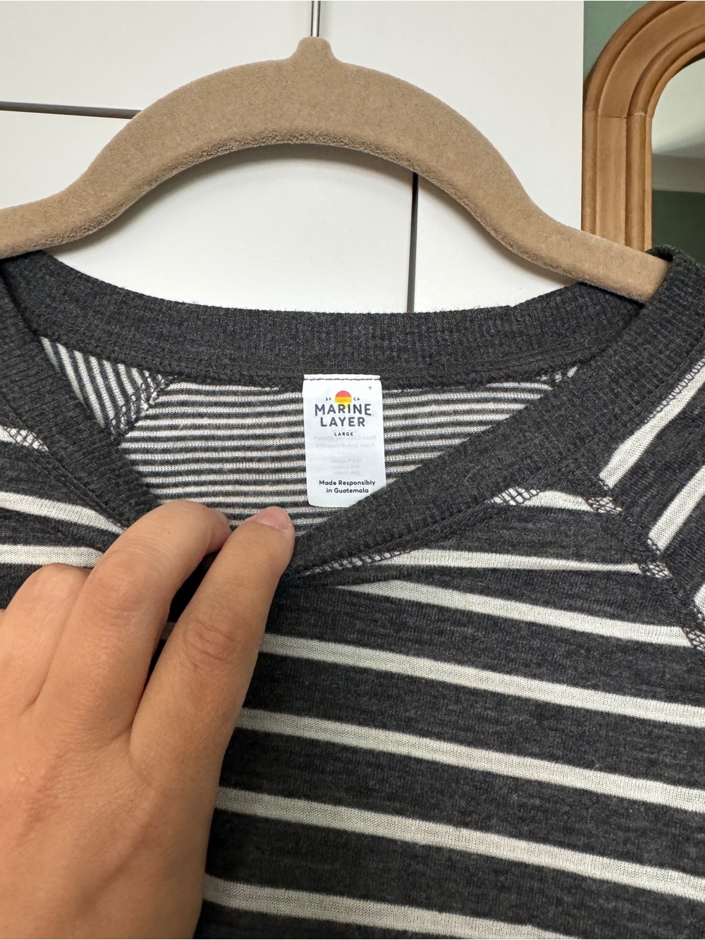 Marine Layer Black & White Striped Crewneck Sweater - Picture 3 of 3
